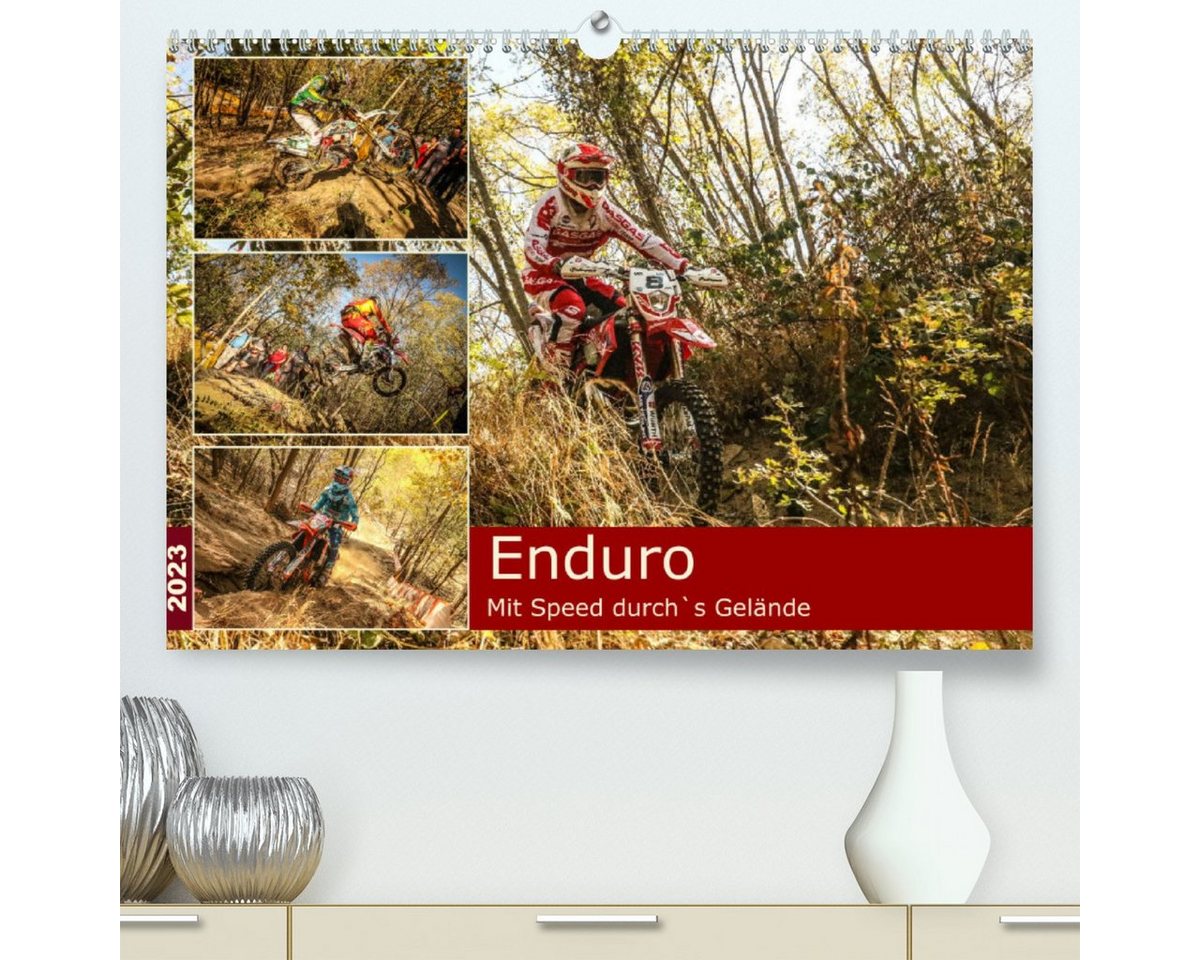 CALVENDO Wandkalender Enduro Mit Speed durch`s Gelände (Premium, hochwertiger DIN A2 Wandkalender 2023, Kunstdruck in Hochglanz) von CALVENDO