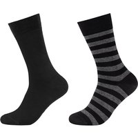 2er Pack camano Soft Stripe Crew Socken Herren 9999 - black 39-42 von CAMANO