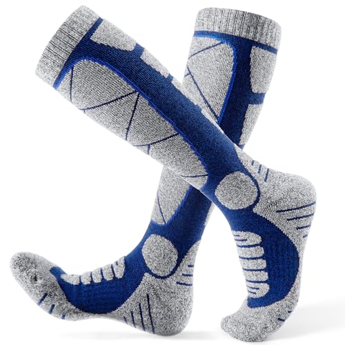 CAMBIVO Skisocken Damen Herren 2 Paar, Warme Wintersocken, Dichte Thermosocken, Gepolsterte Kniestrümpfe, Atmungsaktive Skistrümpfe für Skifahren, Wintersport von CAMBIVO