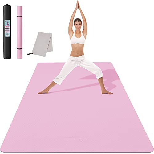 CAMBIVO Yogamatte XXL, Yoga Matte 183cm x 122cm x 6mm, Sportmatte Fitnessmatte Rutschfest, TPE Gymnastikmatte mit Handtuch, für Sport, Yoga, Pilates, Gym, Zuhause, Workout von CAMBIVO