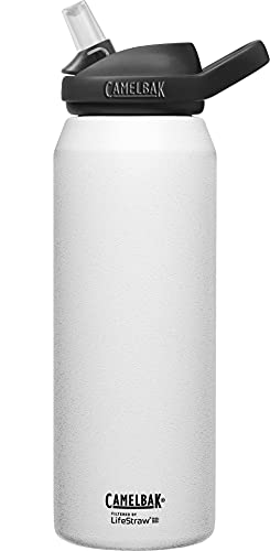 CAMELBAK Unisex-Adult Eddy+ 32OZ SST Vacuum Insulated, Filtered by LIFESTRAW, White 2022 Trinkflasche, 1L von CAMELBAK