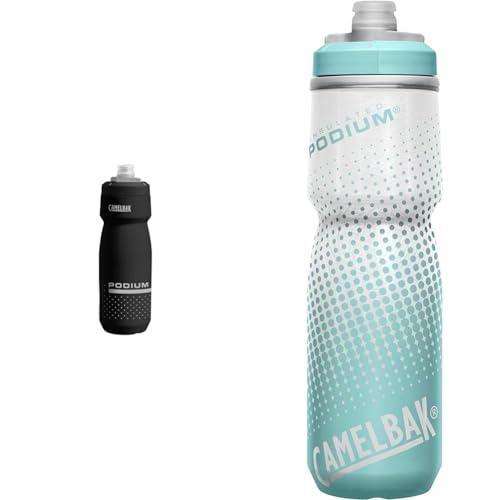 CAMELBAK Unisex – Erwachsene Podium Wasserflasche, Black, 710 ml & Podium Chill Sportwasserflasche, Quetschflasche, zum Laufen, Radfahren, Wandern Teal Dot von CAMELBAK