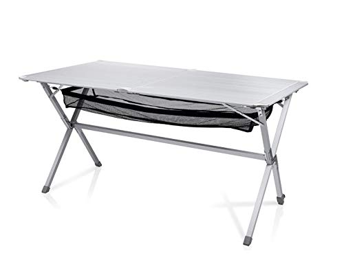 Campart Campingtisch/ Reisetisch - 140 x 80 cm wetterbeständige Rolltischfläche aus Aluminium/ mit Verstaunetz und Transporttasche, TA-0806 von Campart