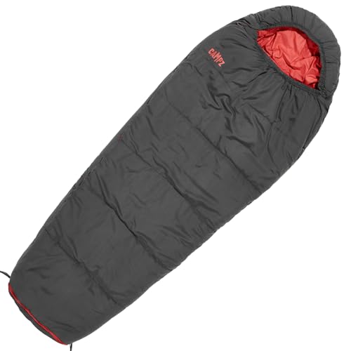 CAMPZ Mumienschlafsack Schwarz Rot Verstellbar Länge 190 cm mit Rucksack Packsacksack Schlafsack Pfadfinder Jugendherberge von CAMPZ