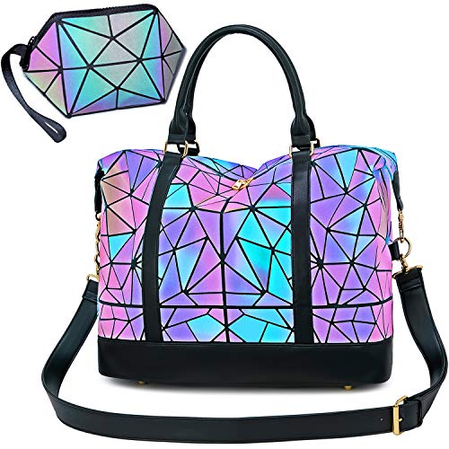 CAMTOP Weekender Reisetasche für Damen, leuchtend, für die Nacht (287 leuchtende geometrische Reisetasche) von CAMTOP