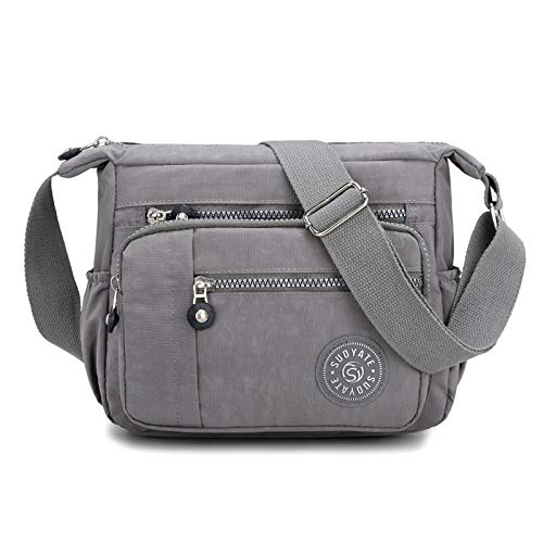 Womens Cross Body Bag Casual Umhängetasche Handtasche Multi Pocket Messenger für den täglichen Gebrauch Einkaufen (grau) von CANGAO