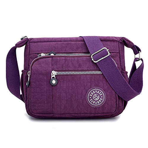 Womens Cross Body Bag Casual Umhängetasche Handtasche Multi Pocket Messenger für den täglichen Gebrauch Einkaufen (lila) von CANGAO