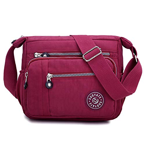 Womens Cross Body Bag Casual Umhängetasche Handtasche Multi Pocket Messenger für den täglichen Gebrauch Einkaufen (rot) von CANGAO
