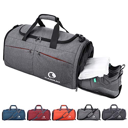CANWAY Faltbare Sporttasche Faltbare Reisetasche mit dem schmutzigen Fach und Schuhfach Leichtgewicht für Männer und Frauen (Grau) 45L von CANWAY
