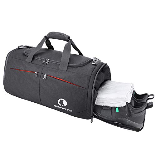 CANWAY Faltbare Sporttasche Faltbare Reisetasche mit dem schmutzigen Fach und Schuhfach Leichtgewicht für Männer und Frauen (Schwarz) von CANWAY