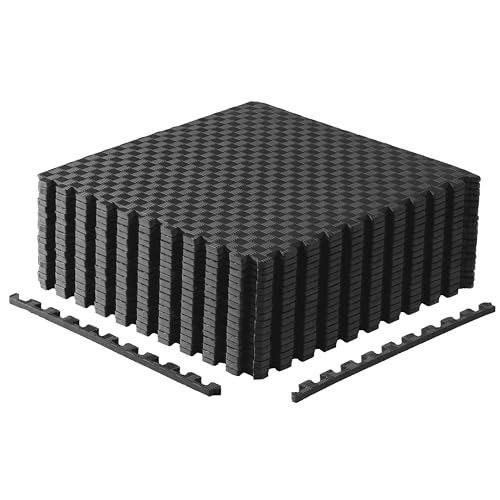 CAP Barbell Übungspuzzle-Matten, 61 x 61 x 1,27 cm, Tatami-Muster, Schwarz, 3 Stück von CAP Barbell