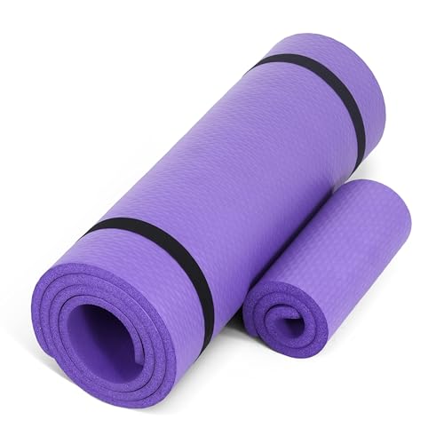 CAP Barbell Yogamatte mit hoher Dichte mit Gurt und Knieschoner, 180 x 61 x 1,27 cm, Violett von CAP Barbell