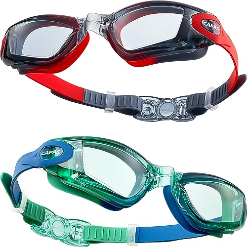 CAPAS Schwimmbrille Kinder, 2er Pack Wasserdicht Anti-Beschlag Anti-UV Wasser Pool Schwimmen Klasse Brillen für Jungen Mädchen von 4–12 Jahren (Dark Chocolate Series #01) von CAPAS