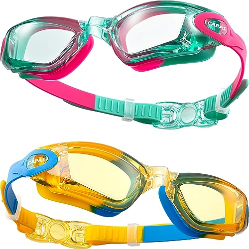 CAPAS Schwimmbrille Kinder, 2er Pack Wasserdicht Anti-Beschlag Anti-UV Wasser Pool Schwimmen Klasse Brillen für Jungen Mädchen von 4–12 Jahren (Gummies Candy Series #03) von CAPAS
