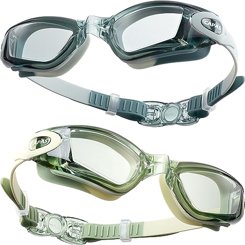 CAPAS Schwimmbrille Kinder, 2er Pack Wasserdicht Anti-Beschlag Anti-UV Wasser Pool Schwimmen Klasse Brillen für Jungen Mädchen von 4–12 Jahren (Jordan Almonds Series #04) von CAPAS