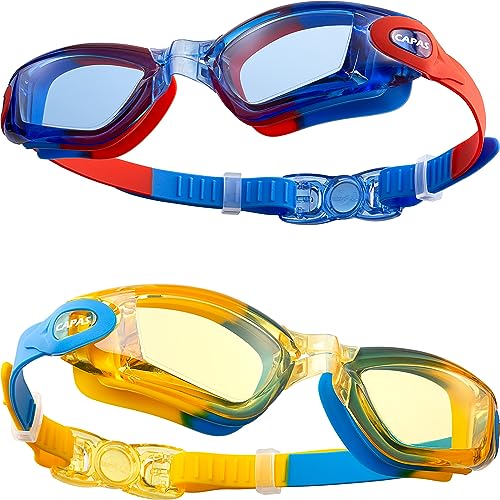 CAPAS Schwimmbrille Kinder, 2er Pack Wasserdicht Anti-Beschlag Anti-UV Wasser Pool Schwimmen Klasse Brillen für Jungen Mädchen von 4–12 Jahren (Sprinkles Rainbow Series #05) von CAPAS