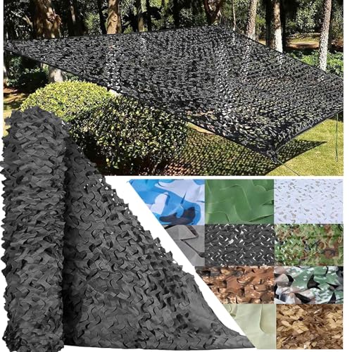 CAQXAQP Schwarz Camouflage Netz für Outdoor Jagd Dekoration -3mx3m Tarnnetz Sichtschutz mit Sonnenschutz für Garten Camping Party Autodeckung,Anpassbare Größe von CAQXAQP