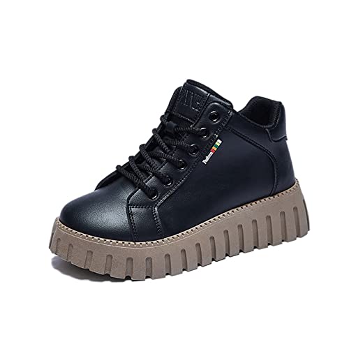 Beliebte Stiefel mit Dicker Sohle, High-Top-Plattform-Freizeitschuhe, modische High-Top-Stiefel für Outdoor-Wanderschuhe, rutschfeste Schuhe für Damen-Turnschuhe (Black - Lint Free,37) von CARGIS