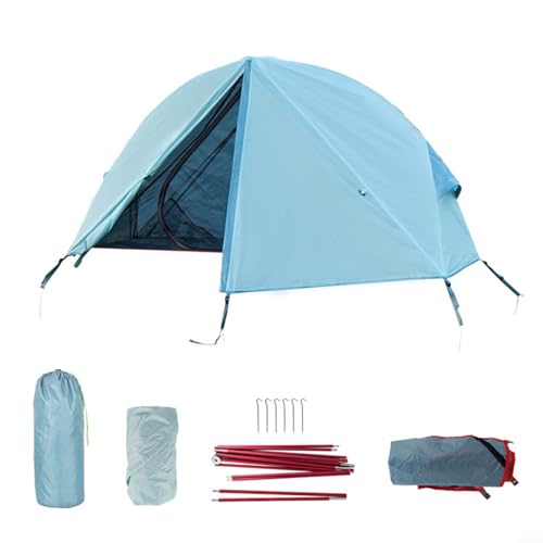 2-lagiges Camping-Schlafbett-Zelt, faltbares Campingzelt, wasserdicht und UV-beständig, erhöhtes Zelt für den Außenbereich (blau) von CARMOTTER