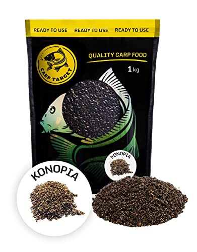 Carp Target Gekochter Hanf für Karpfen - Fertiger Fisch Grundfutter - Lockfutter - Groundbait - Karpfenfutter Angeln - Anfüttern - Grundfutter Karpfen - Angelfutter - 1kg von CARP TARGET