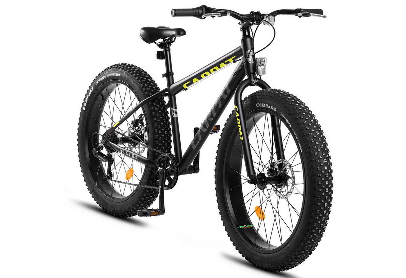 CARPAT SPORT Fatbike 26 Zoll Fat Tire 4.0 Hardtail MTB für Herren Damen und Jungen, 7 Gang Shimano, Kettenschaltung, Alu-Rahmen Farrad, Fat Bike Mountainbike von CARPAT SPORT