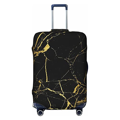 CARRDKDK Bedruckte Kofferabdeckung, Gepäckschutz, Kofferabdeckung, individuelle Gepäckhüllen mit hoher Elastizität (S, M, L, XL), Schwarz Gold Marmor, M(30''H x 21.5''W) von CARRDKDK