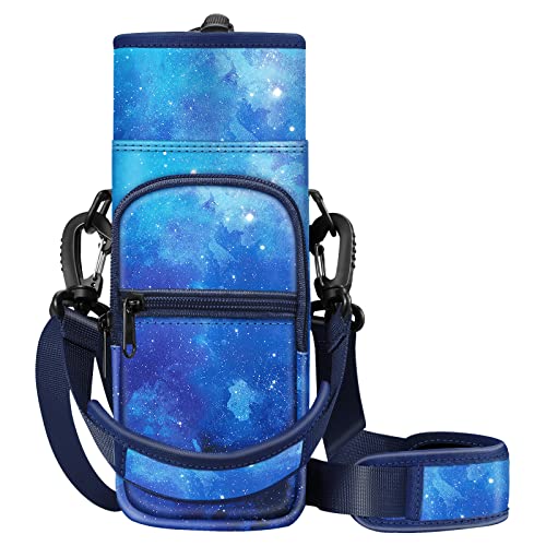 CaseBot Wasserflaschen-Tragetasche, Tragetasche, Sporttasche mit verstellbarer Schulter-Handschlaufe und 2 Taschen, für Männer und Frauen, Wandern, Camping, Reisen, Sternenhimmel von CASEBOT