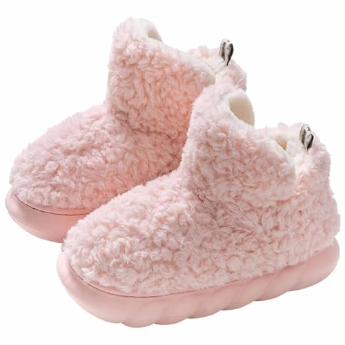 Flauschige Fleece-Stiefel für Damen, Baumwoll-Hausschuhe für Damen, Winter-Hausschuhe, warme Schuhe für den Innen- und Außenbereich. (pink,42-43) von CASERE