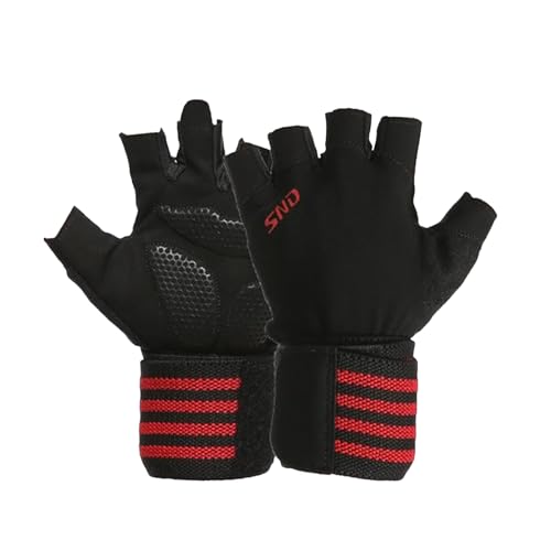CASNO Gepolsterte Handschuhe für Damen und Herren, atmungsaktiv, für Gewichtheben, Trainingshandschuhe mit Handgelenkschlaufen, unterstützte Workout-Handbandagen von CASNO
