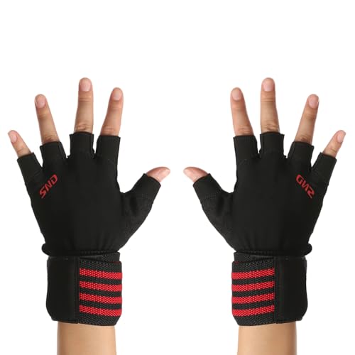 CASNO Gepolsterte Handschuhe für Damen und Herren, atmungsaktiv, für Gewichtheben, Trainingshandschuhe mit Handgelenkschlaufen, unterstützte Workout-Handbandagen von CASNO