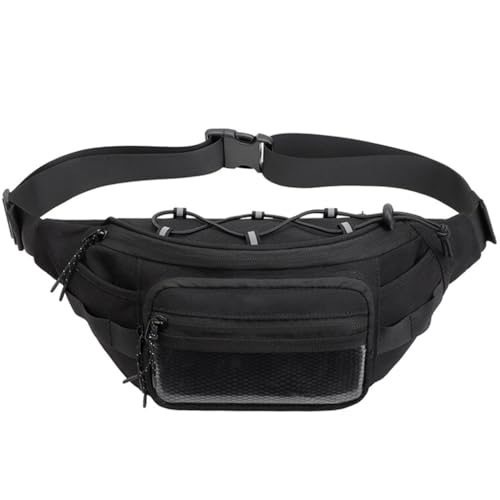 CASNO Taschen für Damen, Herren, Hüfttasche, multifunktionale Brusttasche mit verstellbarem Riemen, lässige Hüfttasche, Gürteltasche für Reisen, Wandern, Schwarz von CASNO