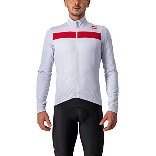 CASTELLI Men's Puro 3 Jersey FZ Sweatshirt, Silbergrau/roter Reflex, S von CASTELLI