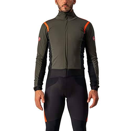 CASTELLI Men's Alpha RoS 2 Jacket, Militärgrün/Feuerrot Silbergrau, L von CASTELLI