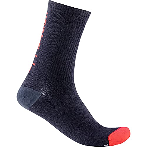 Castelli Men's Bandito Wool 18 Sock, Savile Blue/RED, L/XL von CASTELLI