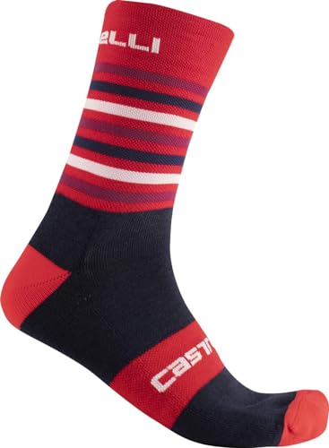 Castelli Men's Gregge 15 Sock, RED/Savile Blue, XXL von CASTELLI