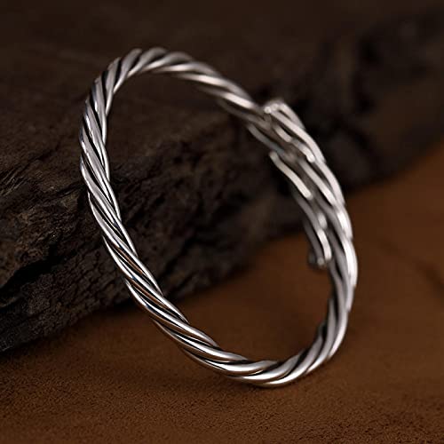 CAZARU Armband S999 Reines Silber Silber gewebt Twist Overlap Damen offener Armreif Silber Armreif von CAZARU