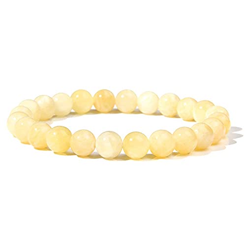 CAZARU Handgefertigtes natürliches gelbes Prehnit-Stein-Perlen-Armband runder Amethyst-Stein-Perlen-Stretch-Mode-Charm-Armband-Handgelenk-Weihnachten von CAZARU