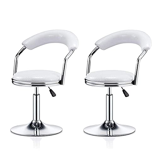 CBBYNT Möbel-Pub-Hocker, Metall-Barhocker, 2er-Set, Küchen-Barhocker, Stühle mit Rückenlehne, Sitz aus PU-Leder/Weiß elegant von CBBYNT