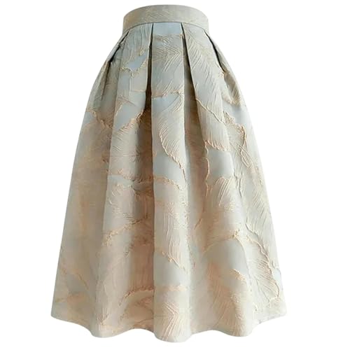 CBLdF Rock Damen Stickerei Luxus Vintage Tasche A-Linie Tutu Rock Mode Hohe Taille Frauen Jacquard Unregelmäßiger Rock Streetwear All-Match-beige-XXL von CBLdF