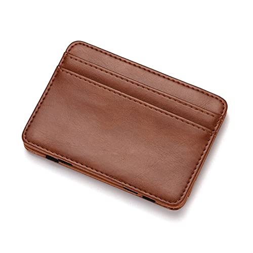 CCAFRET Damen Geldbörse Arrival Leather Magic Wallets Ultra Thin Mini Wallet Men Small Wallet PU Leather Wallets (Color : Khaki) von CCAFRET