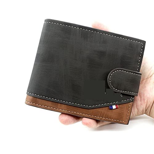 CCAFRET Damen Geldbörse Brand Men Wallet hasp Three fold Male Clutch Bag Zipper Coin Pocket Vintage Money Purses New Card Holder Purse (Color : Black) von CCAFRET