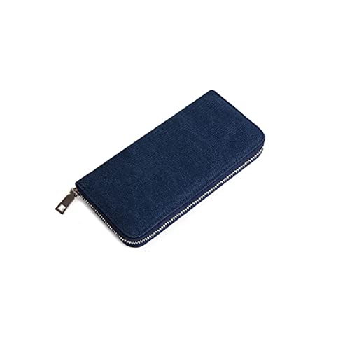 CCAFRET Damen Geldbörse Brieftaschen Leinwand Mode Große Kapazität Geldbörse Qualität Blauer Khaki Brieftasche Mode Geld Clip (Color : Blue) von CCAFRET