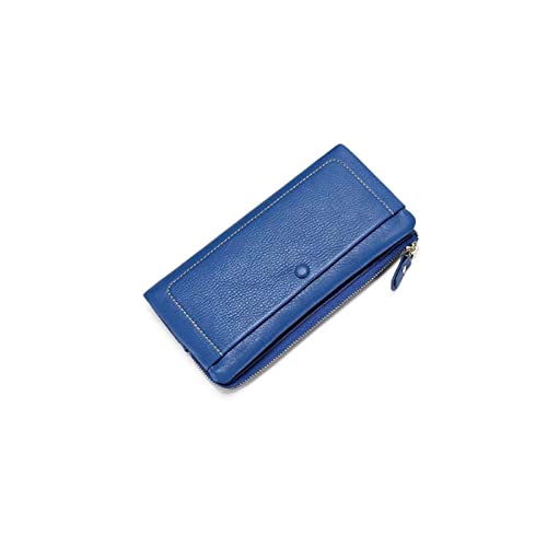 CCAFRET Damen Geldbörse Frauen Leder Brieftasche Große Kapazität Handy Pocket Multifunktionskarte Brieftaschen Mode Stil Reißverschluss Geldbörse (Color : Blue) von CCAFRET