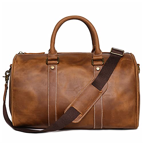 CCAFRET Gym Tasche Vintage Herren Rindsleder Business Kurzstreckengepäcktaschen Große Reisetasche Einfache Messenger Bags (Color : Vintage Brown) von CCAFRET