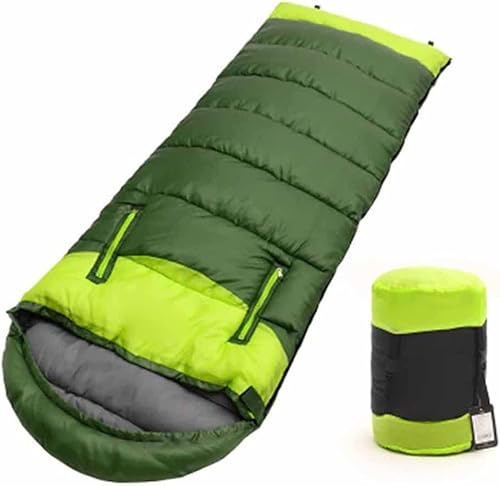 Camping-Schlafsack, 3-Jahreszeiten-Komfort-Einzelschlafsack für Rucksackreisen für Erwachsene – Campingausrüstung, Reise- und Outdoor-Überlebensausrüstung (Grün, rechts, 1,35 kg) von CCKUHN