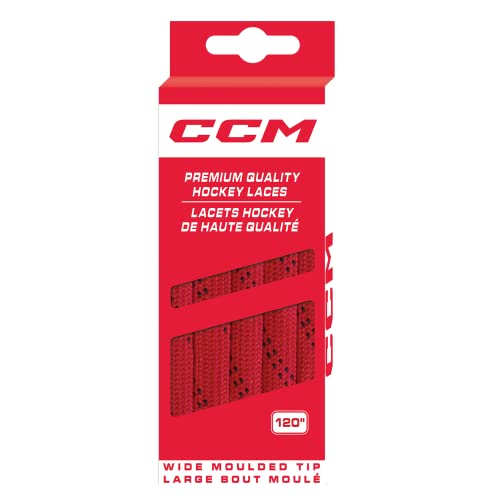 CCM Hockey Nicht gewachste Schnürsenkel mit geformter Spitze (Rot/Schwarz, 305 cm) von CCM Hockey