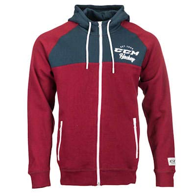 CCM Hoodie Academy Full Zip Hood Burgundy/Midnight Navy SR, S von CCM