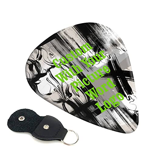 Custom Guitar Picks 6 Pcs-Personalized Picks With Leather Cover-Customized Both Side Printed Plektrum Pick Gifts With Your Name Picture Photo Text Logo Band For Kids Teens Men Women Guitar Players,Cus von CECE&COLE