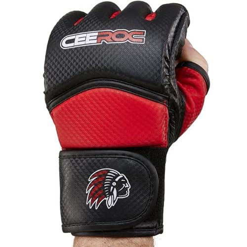 MMA Handschuhe Grant Premium Qualität vorgekrümmt mit Daumen für Krav MAGA, Kampfsport, Grappling Sandsack Training Kampfspoethandschuhe im Carbon Look (L/XL) von CEEROC