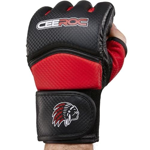 MMA Handschuhe Grant Premium Qualität vorgekrümmt mit Daumen für Krav MAGA, Kampfsport, Grappling Sandsack Training Kampfspoethandschuhe im Carbon Look (S/M) von CEEROC